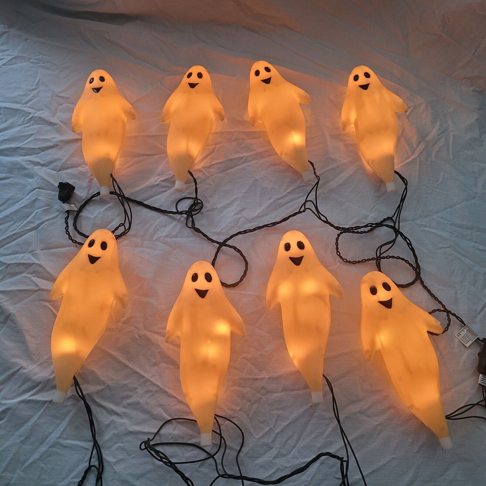 8 Vintage Halloween Blow Mold Floating Ghost Lawn Pathway Lights No Stakes Works