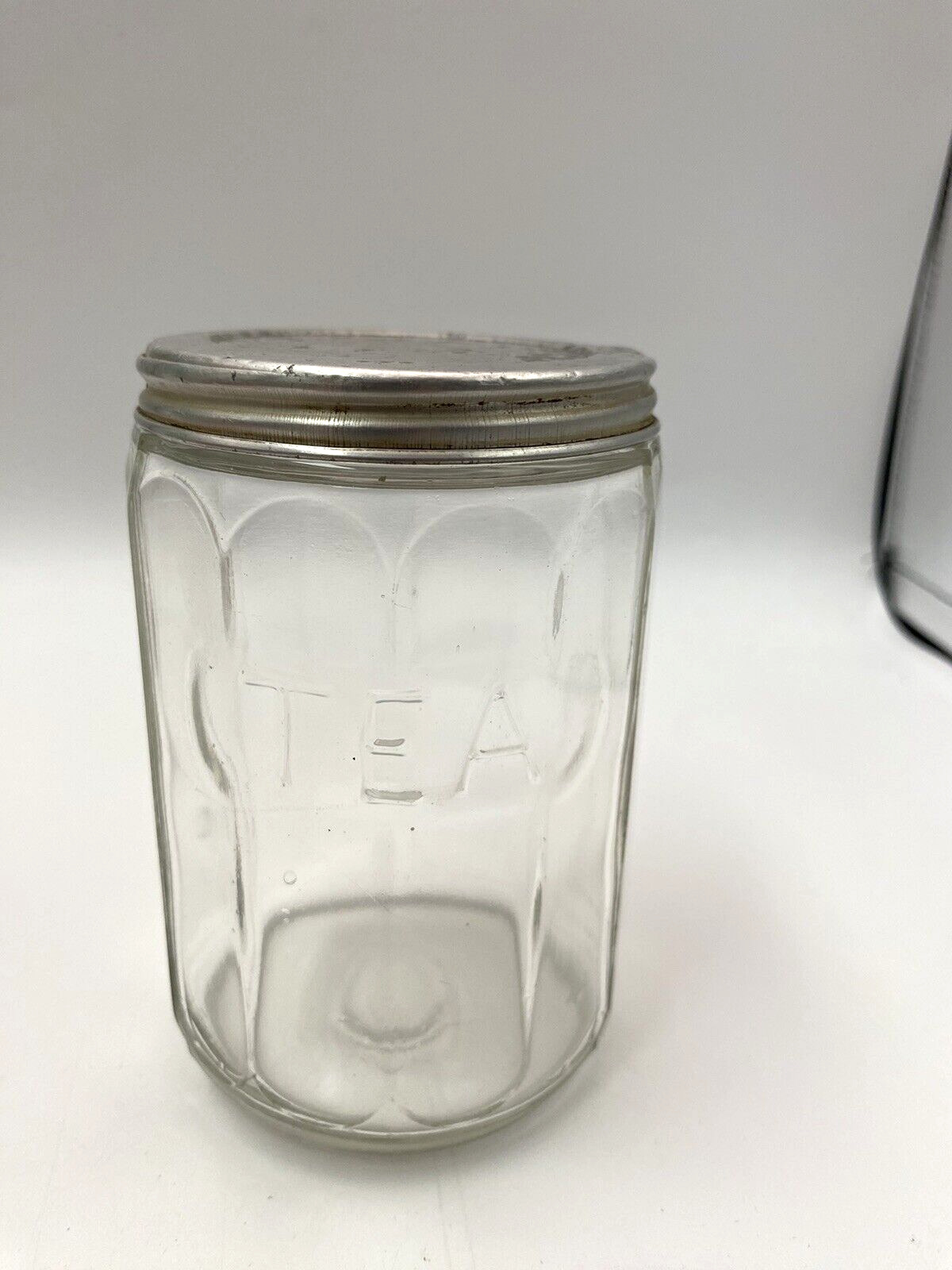 Vintage Hoosier Sellers 12 Paneled Glass Tea Jar Canister ~ Original Lid