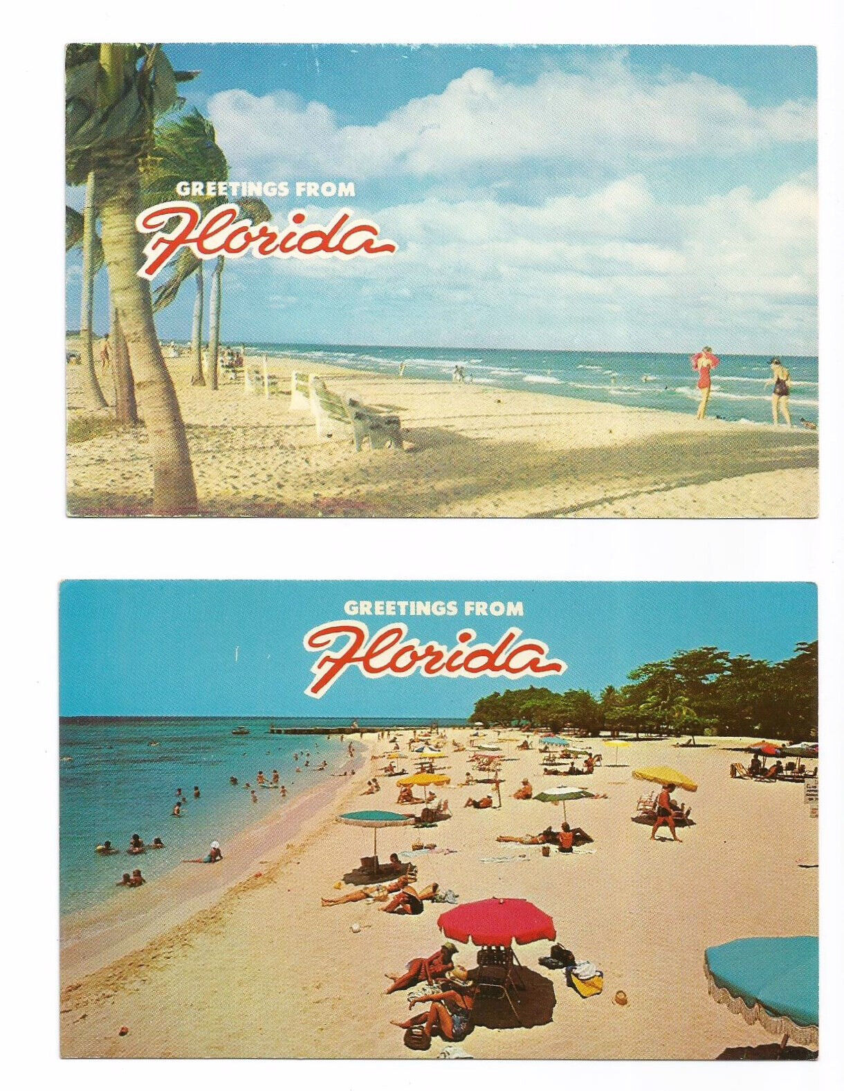 2 Florida FL Postcards Beach Greetings