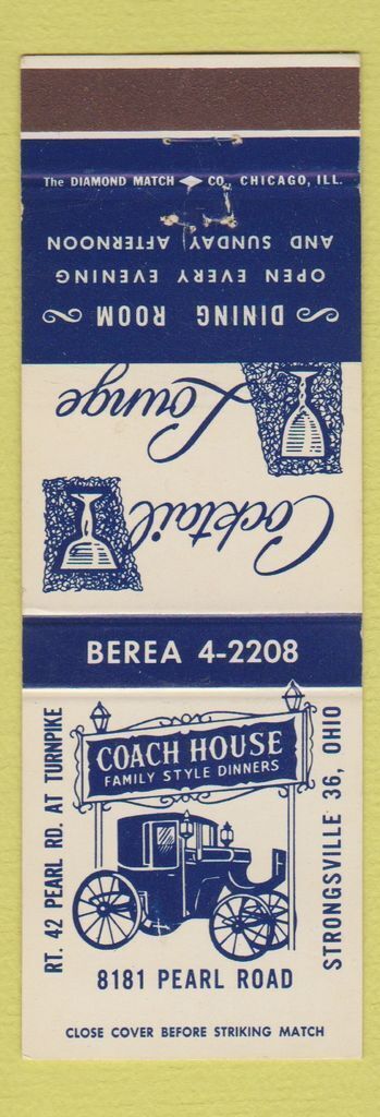 Matchbook Cover - Coach House Family Restaurant Strongsville OH