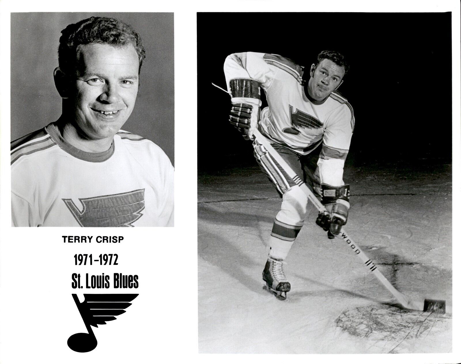 PF11 Original Photo TERRY CRISP 1971-72 ST LOUIS BLUES CLASSIC NHL HOCKEY CENTER