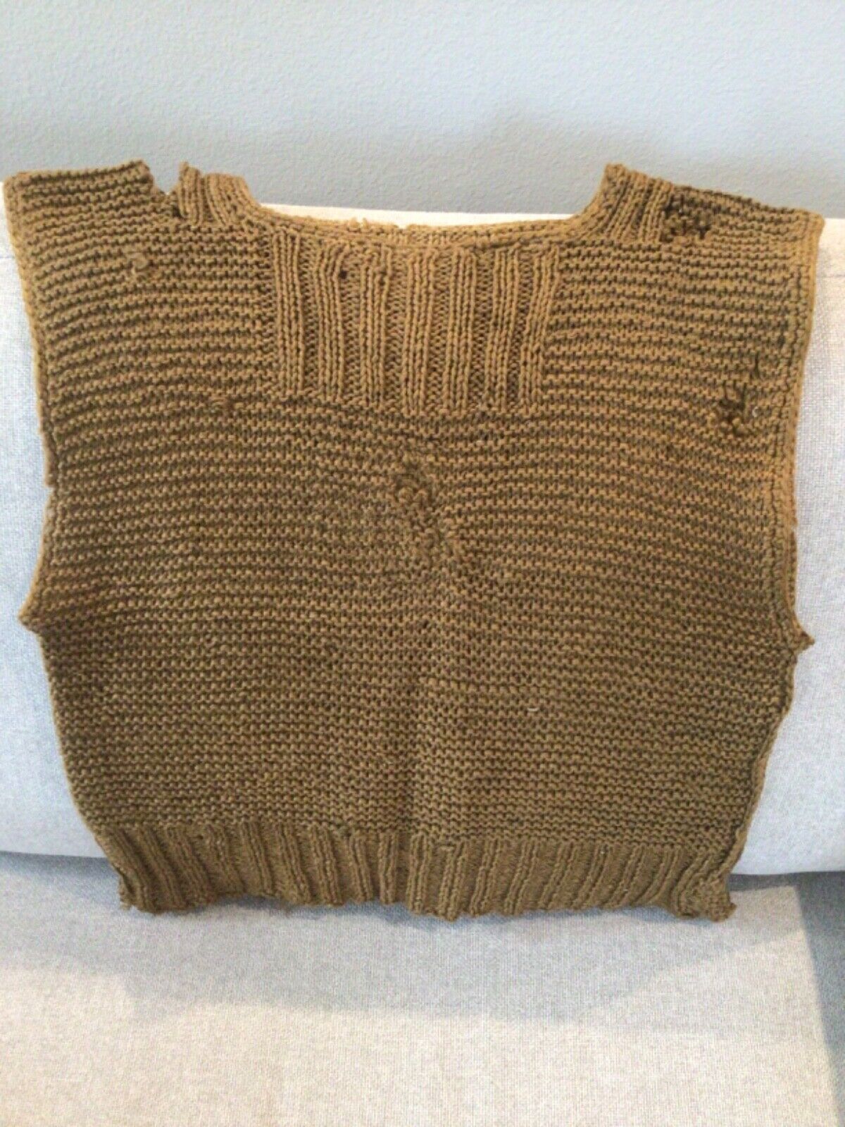 WWI US Army Issue Knitted Sweater Vest - Worn - 1918 - Rare