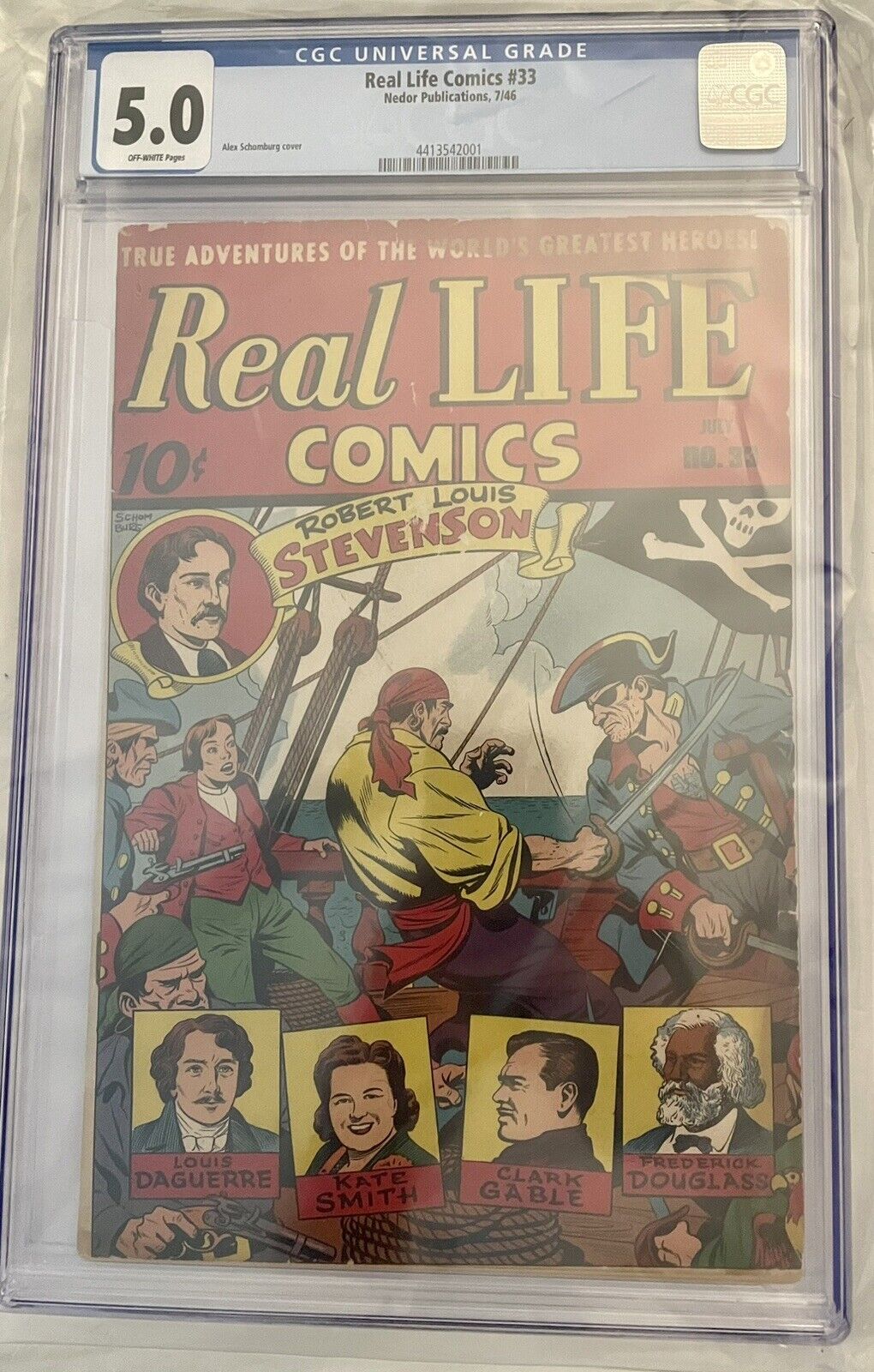 REAL LIFE COMICS #33 SCHOMBURG GOLDEN AGE PIRATES COVER 1946 CGC 5.0