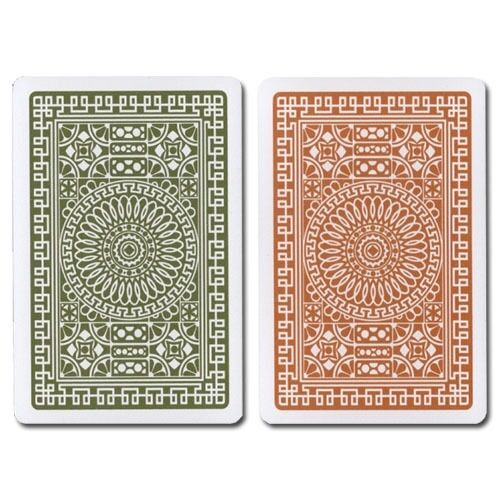 2 Green Brown Modiano Club Poker Playing Card Decks Bridge Size + Plastic Case