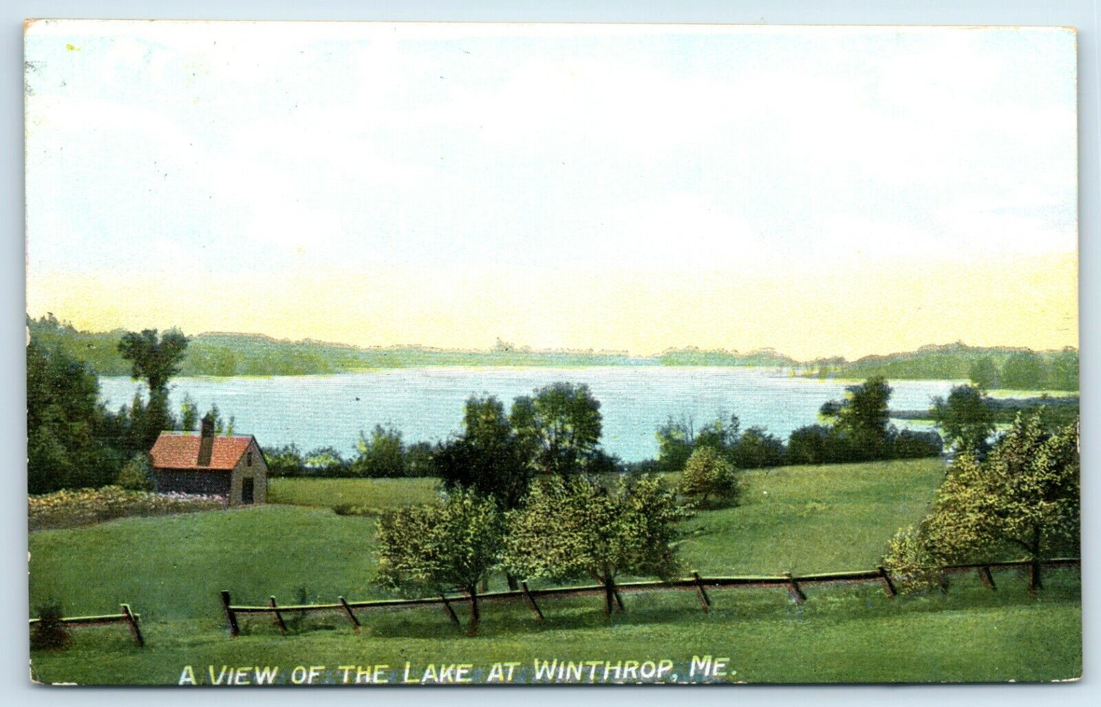 Postcard A View of the Lake at Winthrop, ME Maine 1907 A177
