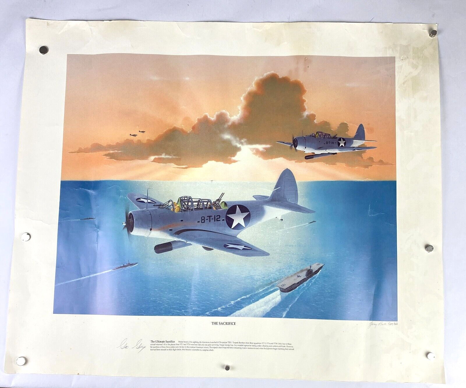 WWII Douglas TBD Devastator Torpedo Bomber Poster Print Signed George Gay