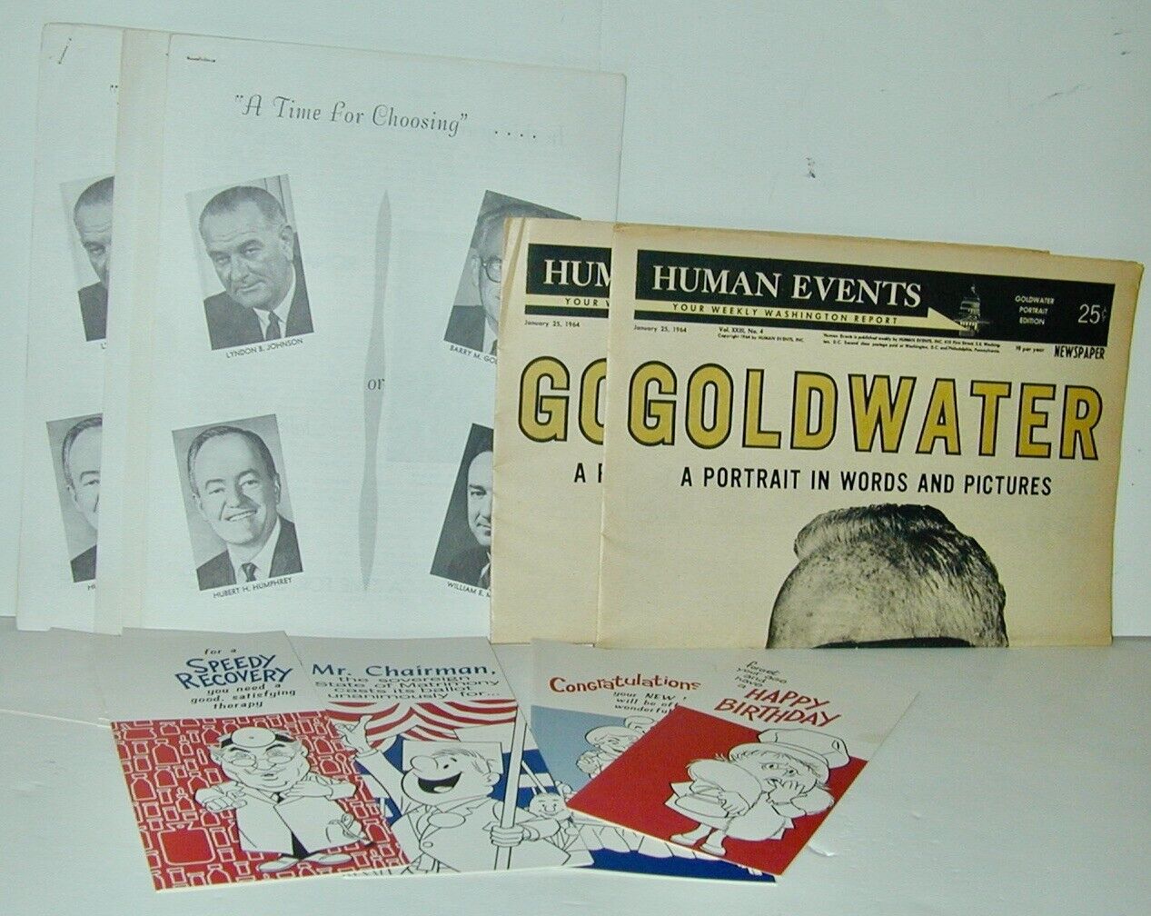 Lot 12 Items Promoting Republican Barry Goldwater For President In 1964 Unused