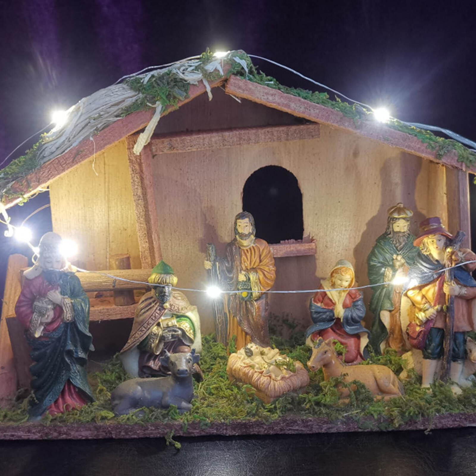 Christmas nativity scene LED lights manger decoration religious decorations
