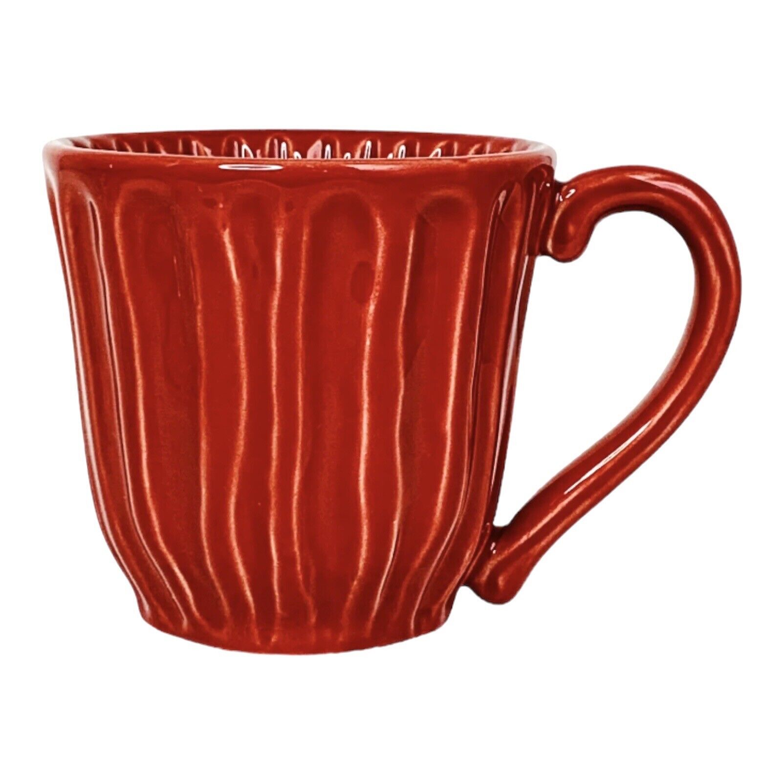Starbucks Portugal Stoneware Red Fluted Ribbed Coffee Mug NEW
