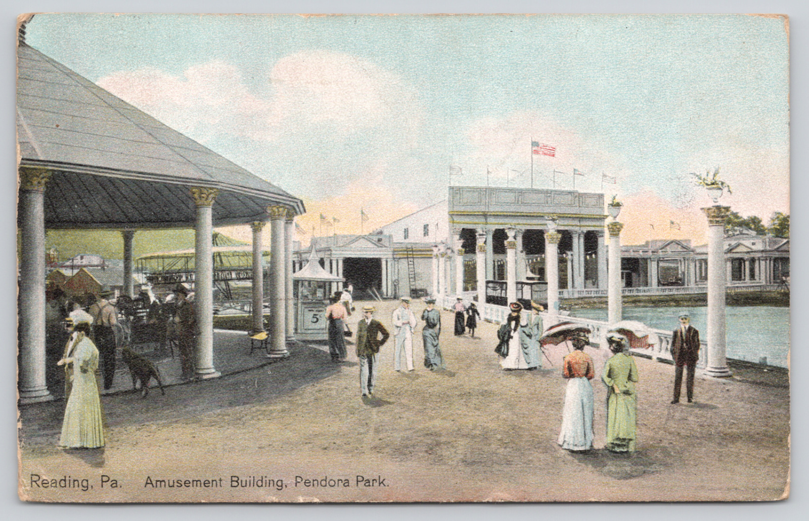 Postcard Reading, Pennsylvania, Amusement Building Pendora Park A865