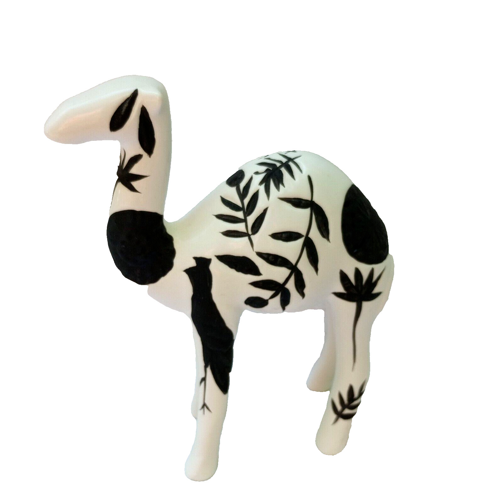 Nate Berkus Camel Figurine from 2017 Collection White with Black Designs Ceramic