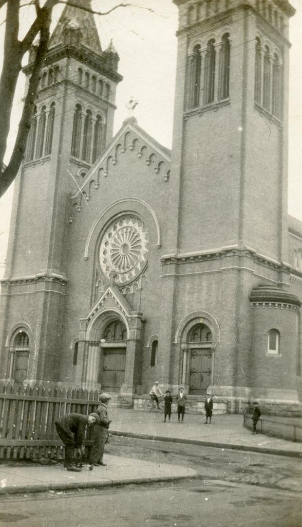 K989 Vtg Photo BOY PLAY, ST. MARY\'S PARISH CHURCH , WILLIMANTIC CT, Early 1900\'s