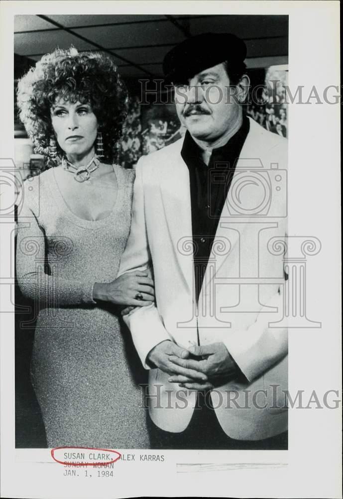 1984 Press Photo Actors Susan Clark, Alex Karras - sap78249