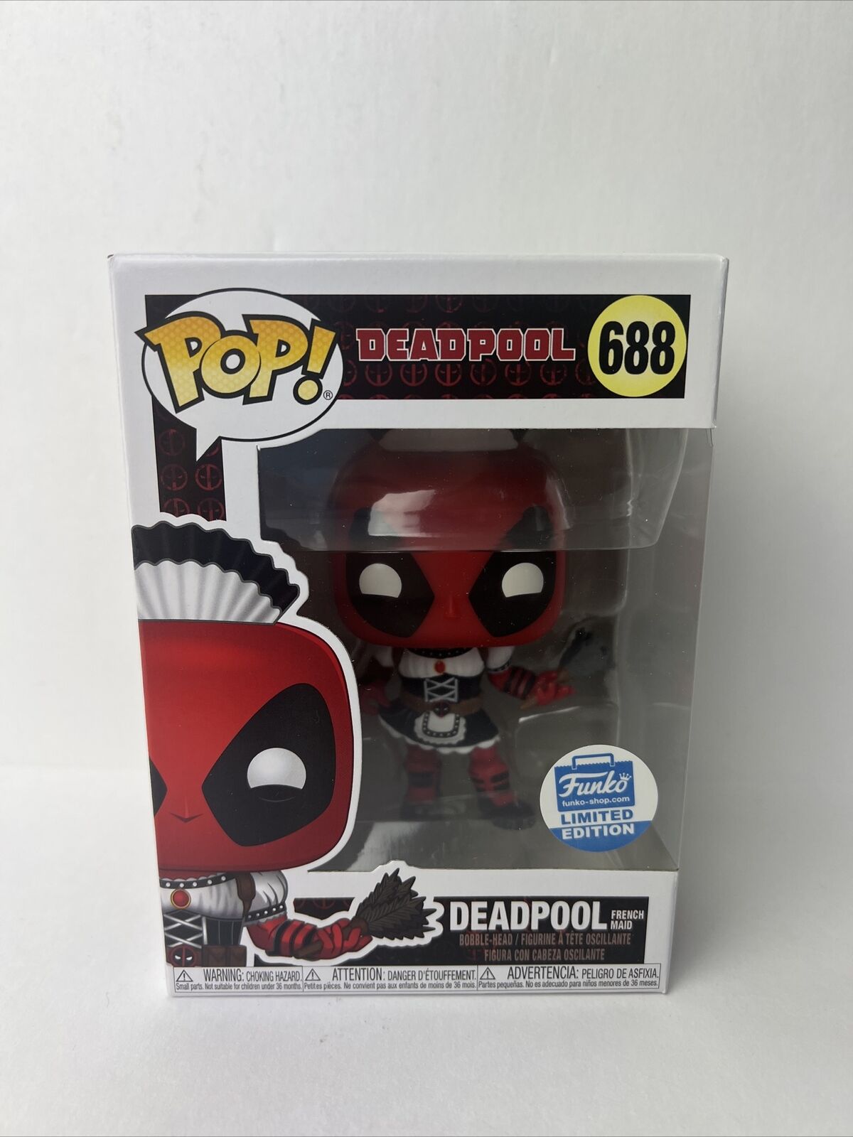 Funko Pop Marvel #688 Deadpool French Maid Funko Shop Exclusive W/Protector