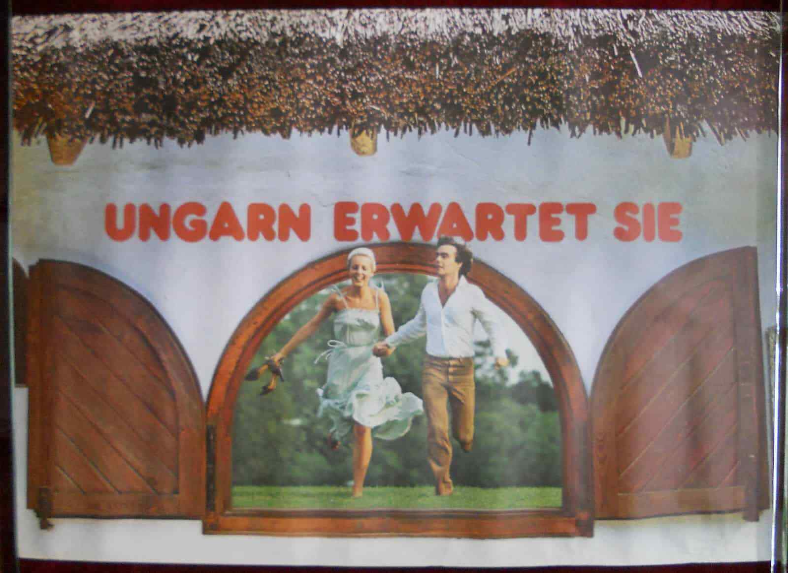 1980s Original Large Poster Hungary Ungarn Pair Couple Old Rustic House Tourism
