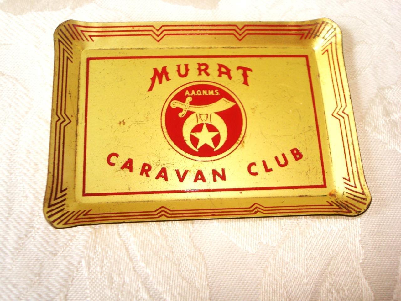 Vintage Murat A.A.O.N.M.S. Caravan Club Metal Tip Tray Shriner Memorabilia