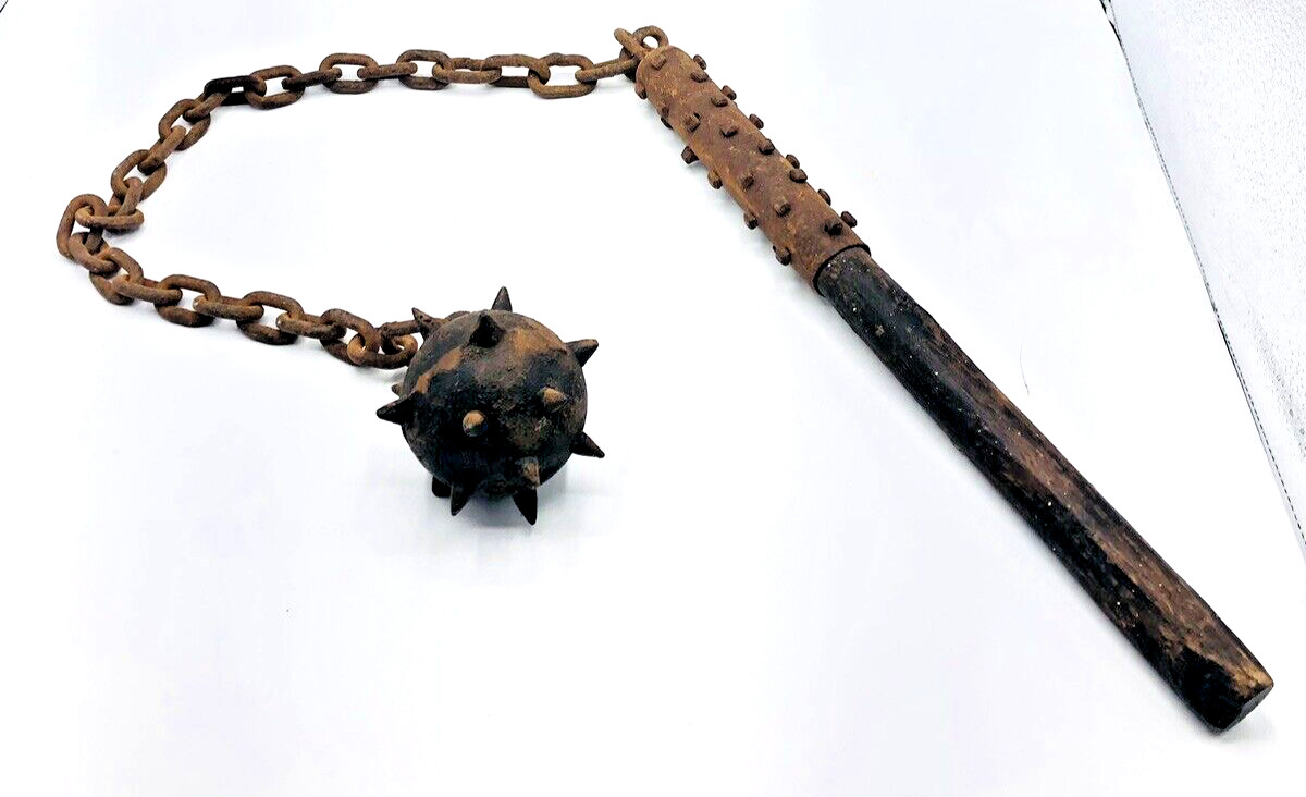 Antique Medieval Flail Morning Star Mace Chain Spiked Ball Chain Weapon Mangual