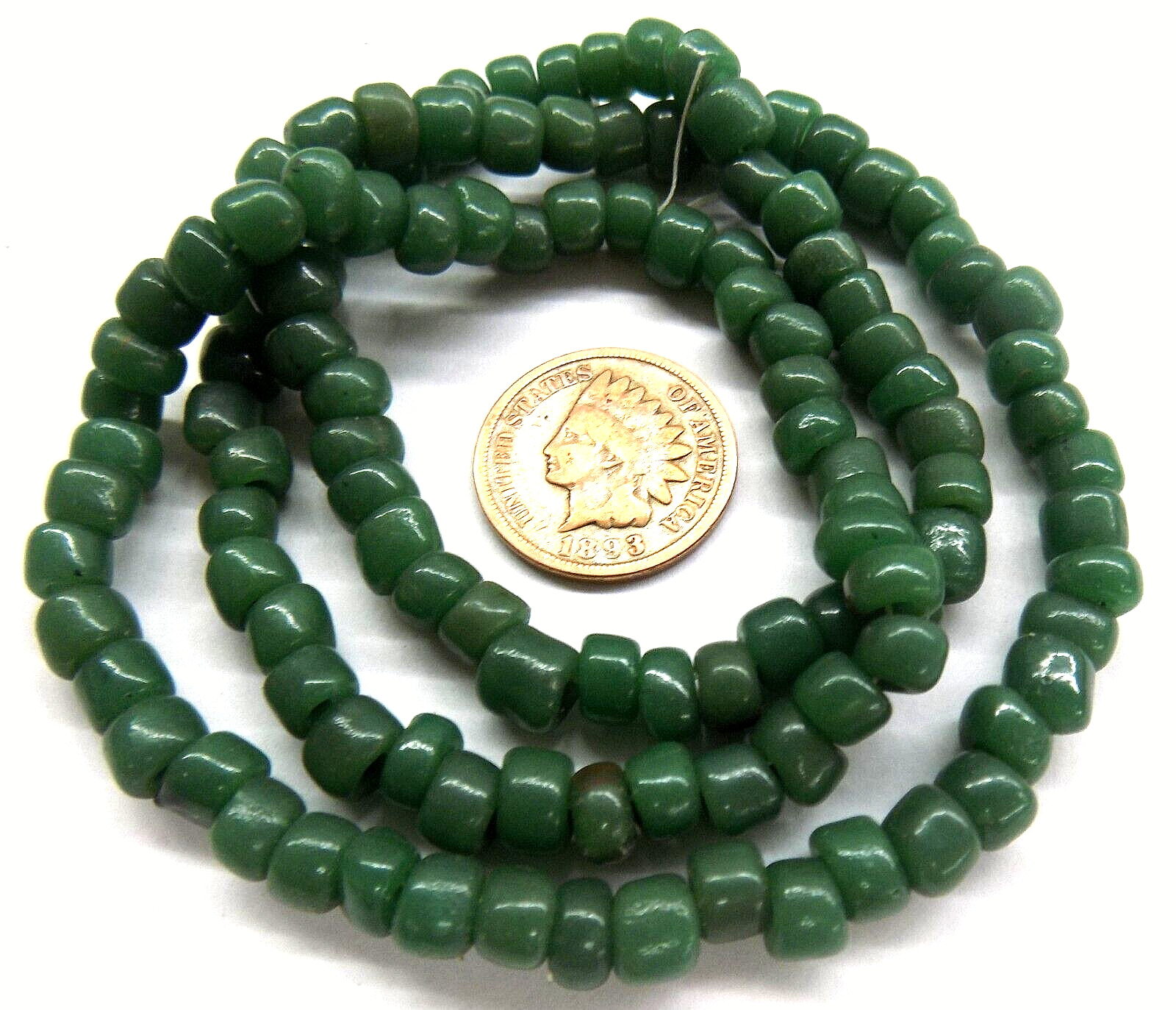 Original Venetian Mini Crow Greasy Green  Antique Trade Beads       V191