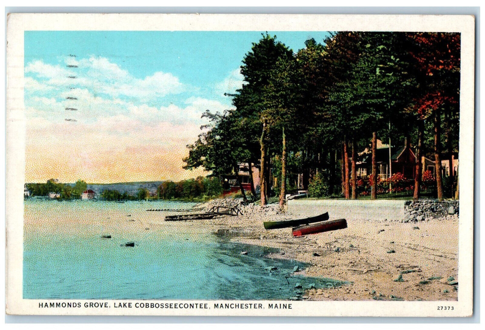 1938 Hammonds Grove Lake Cobbosseecontee Manchester Maine ME Vintage Postcard