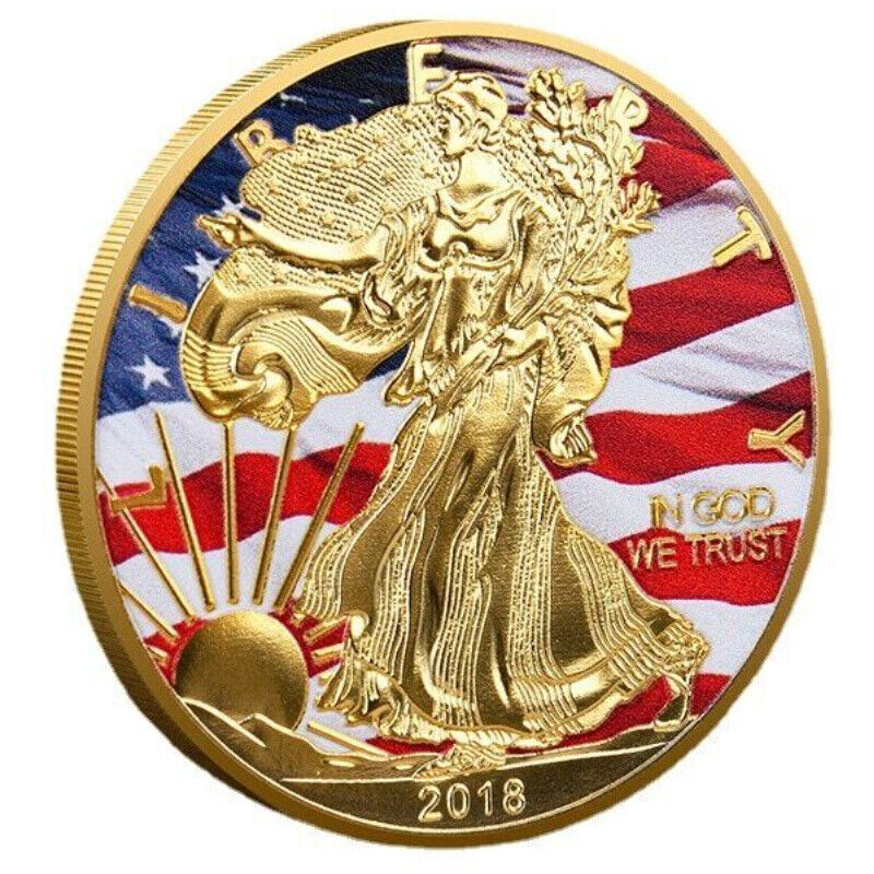 U.S.A Coin Statue Of Liberty Painted Gift Challenge Coins Souvenir Gold Plated
