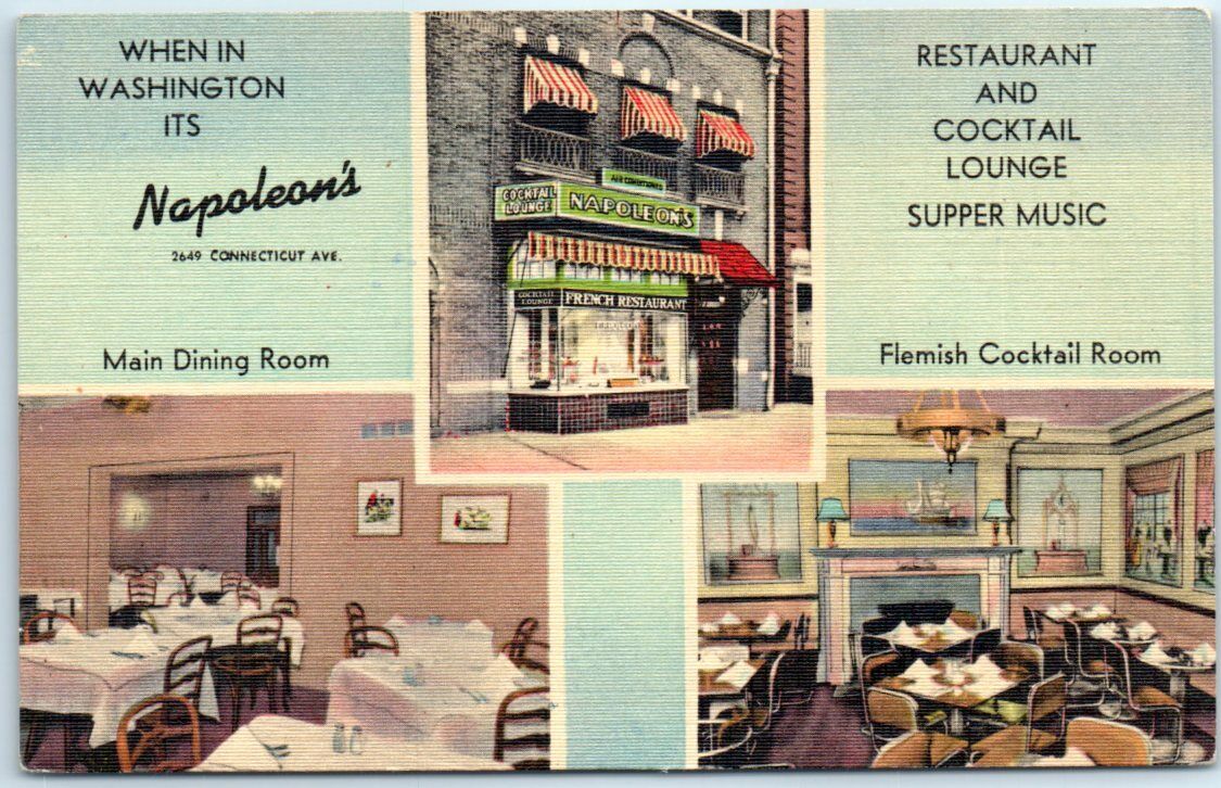 Postcard - Napoleon\'s Restaurant and Cocktail Lounge Supper Music, Washington