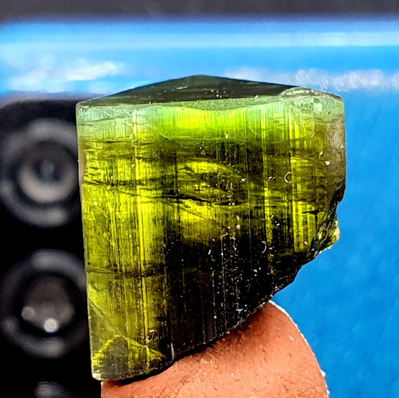 14 Carats Top Quality Undamaged Extreme Green Cap Tourmaline Crystal @ Skardu Pa