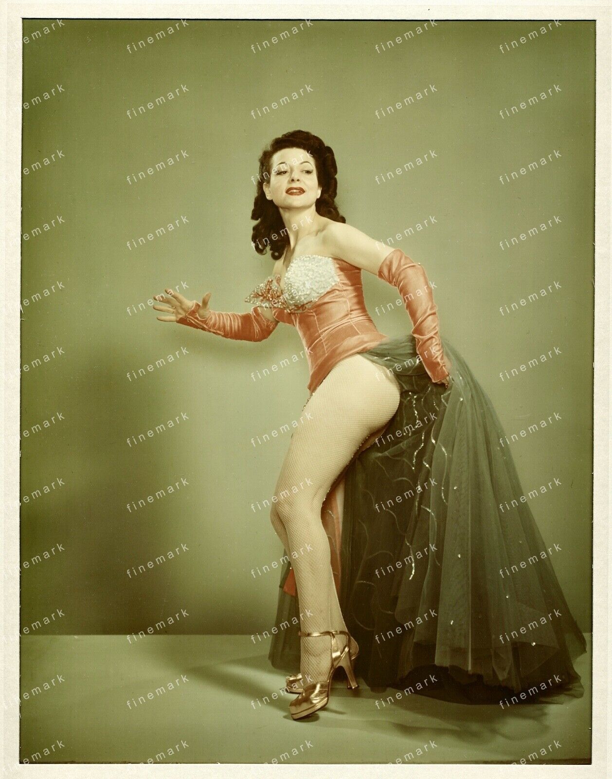 1950 PHOTOGRAPH VINTAGE ORIGINAL ROSE LA ROSE BURLESQUE ANSCO HIGH GLOSS COLOR 3
