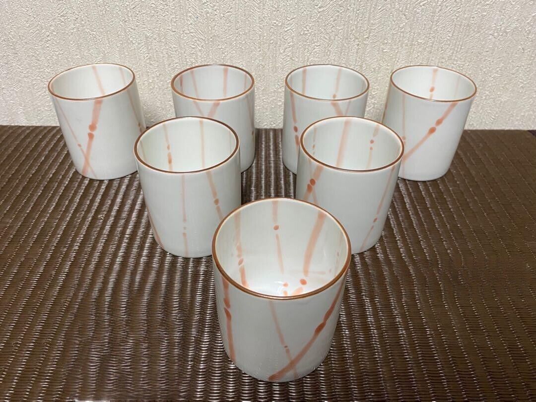 Hakusan Toki Pottery Free Cup Set of 7 Yunomi D60mm H70mm Porcelain No Box