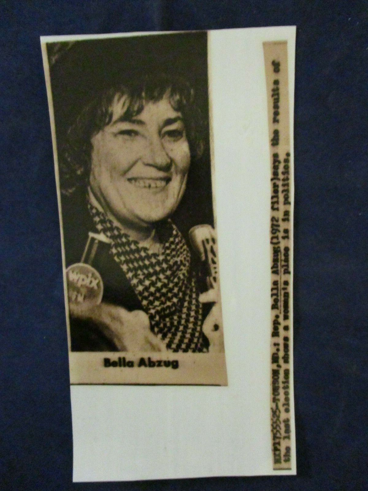 1972 Bella Abzug Congresswoman Towson MD wpix interview Vintage Wire Press Photo