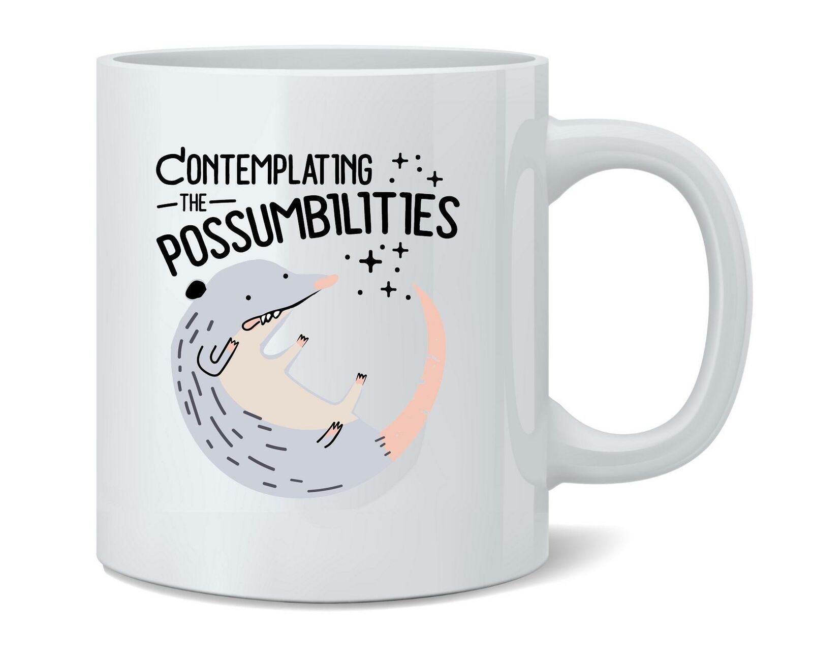 Contemplating the Possum-bilities Funny Animal Pun Coffee Mug Tea Cup