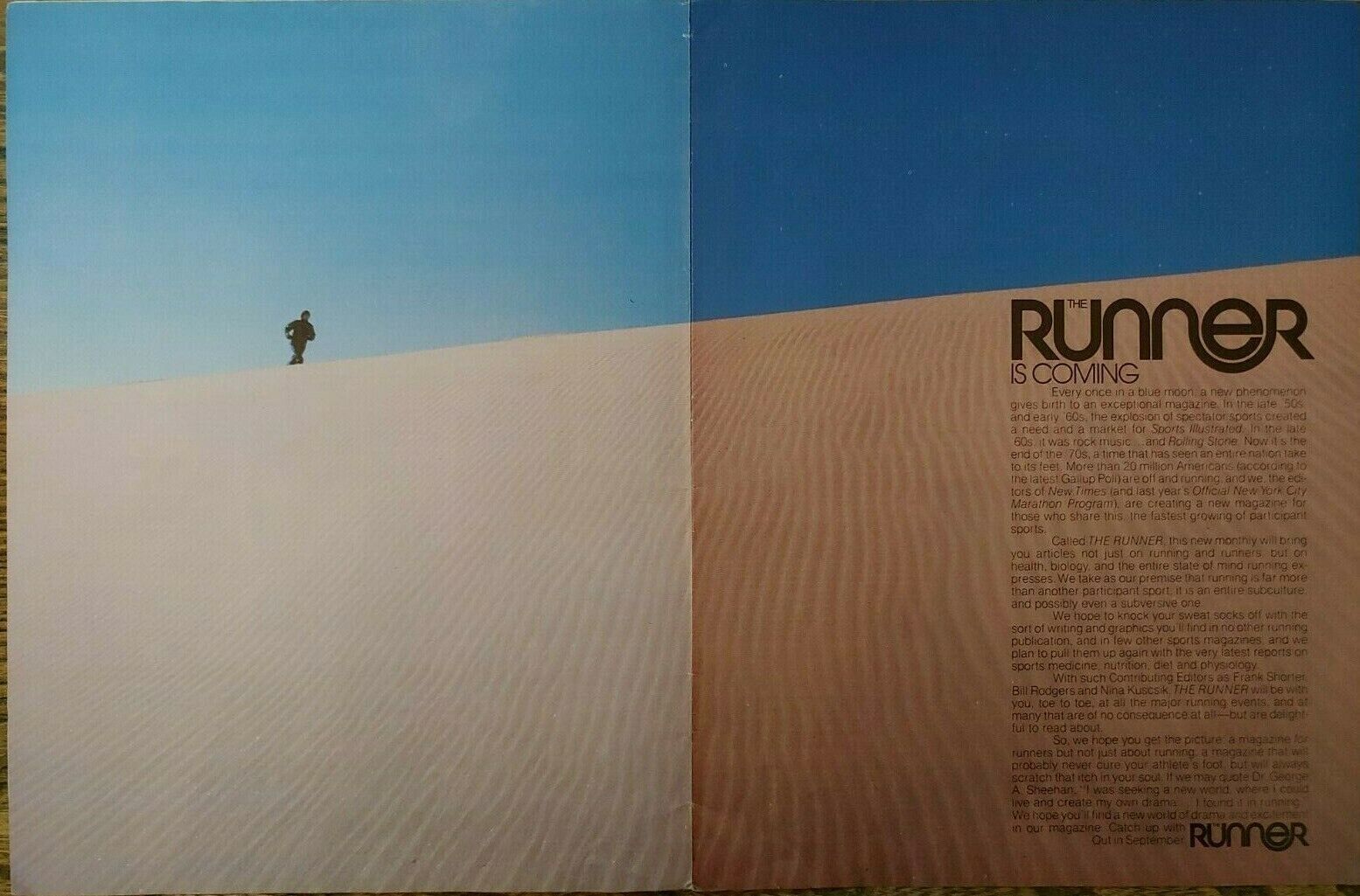 1978 The Runner Magazine is Coming Sand Dune Shorter Rodgers Vintage Print Ad