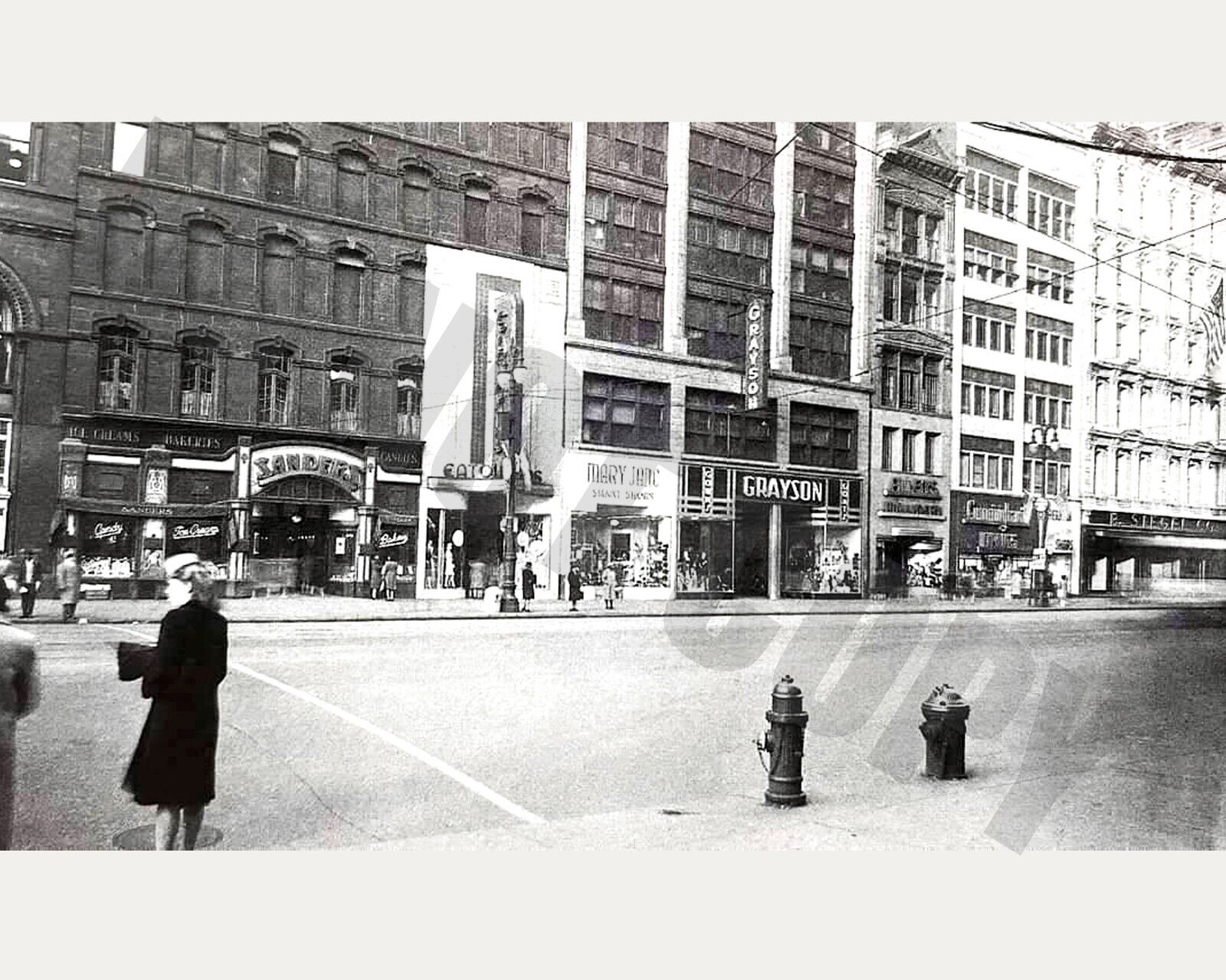 Circa 1943 Detroit Woodward Sanders Grayson Cunningham Drugs 8x10 Photo