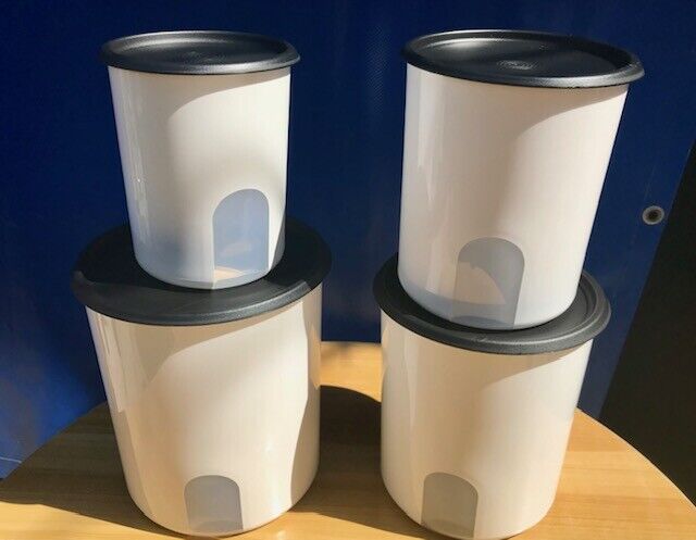 Tupperware One Touch Reminder Set of 4-pc. Canister Set/ With New Designed Seals