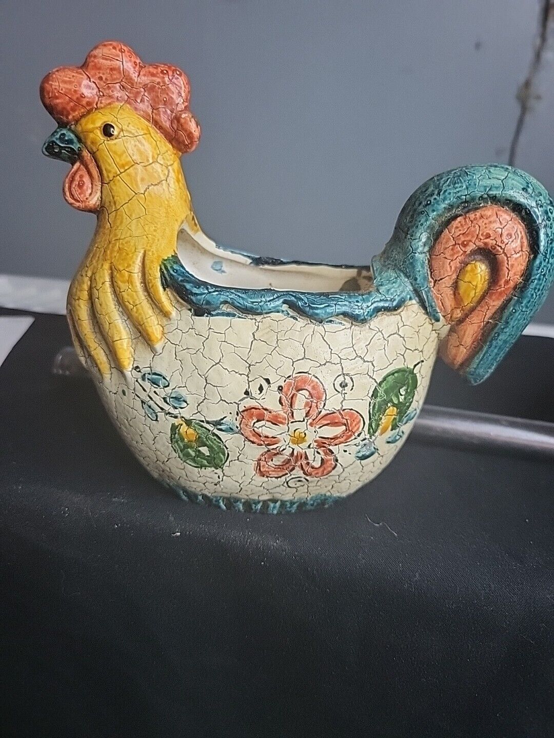 Vintage Ceramic Chicken Deco Planter