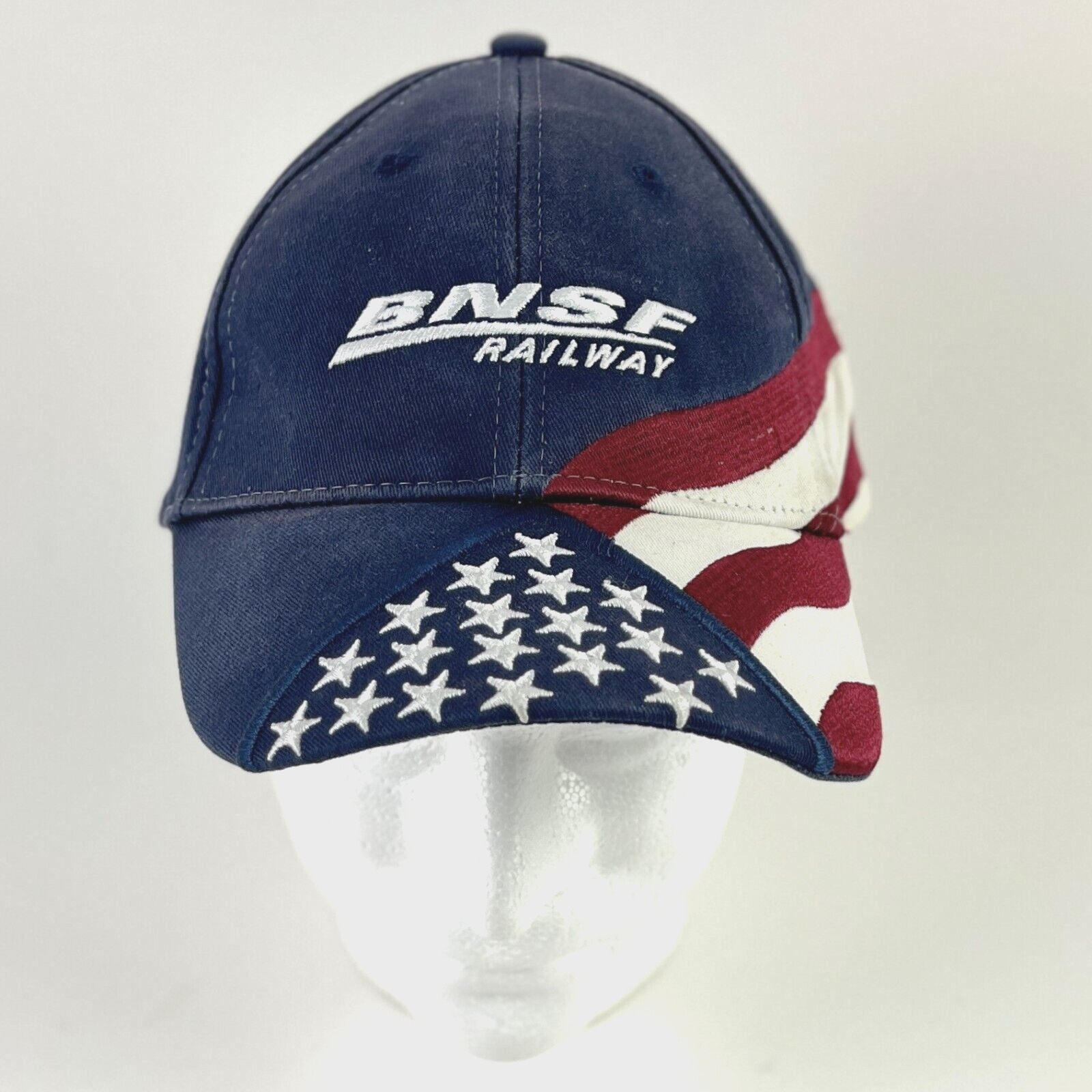 BNSF Railway Baseball Cap hat Stars & Stripes Adjustable fit Adults Patriotic
