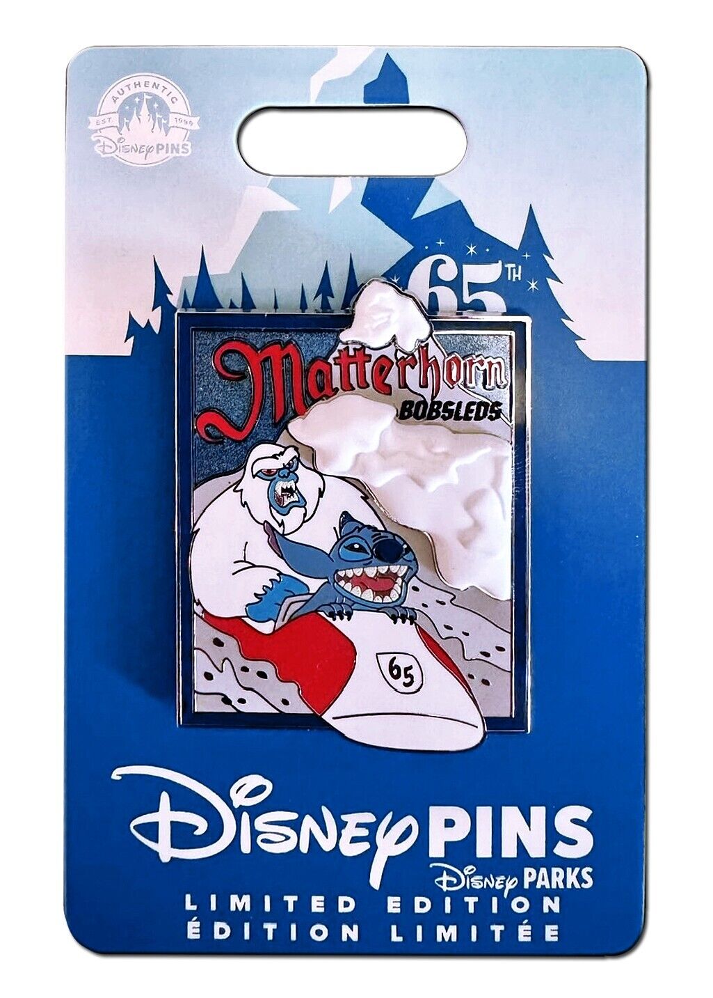 Disney Matterhorn Bobsleds 65th Anniversary Pin Stitch LE 2000