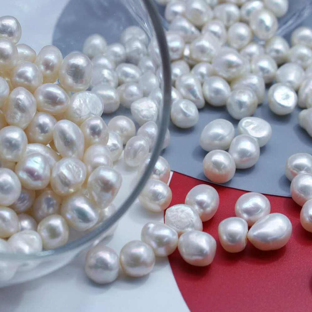 5pcs Flawless baroque Freshwater white pearl imperforate Loose beads Freshwater