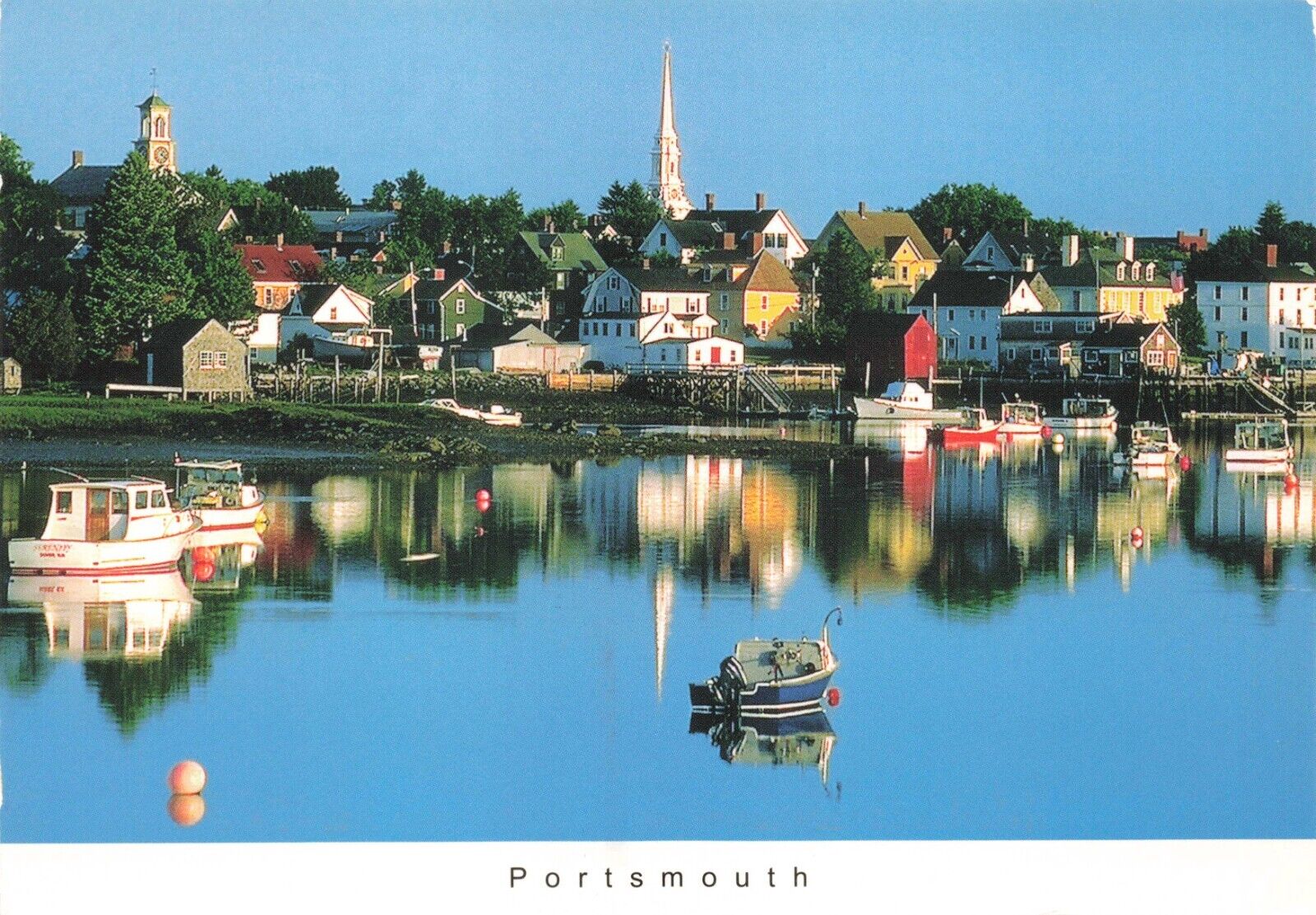 Postcard NH Portsmouth Port City Piscataqua River Boats Rockingham County