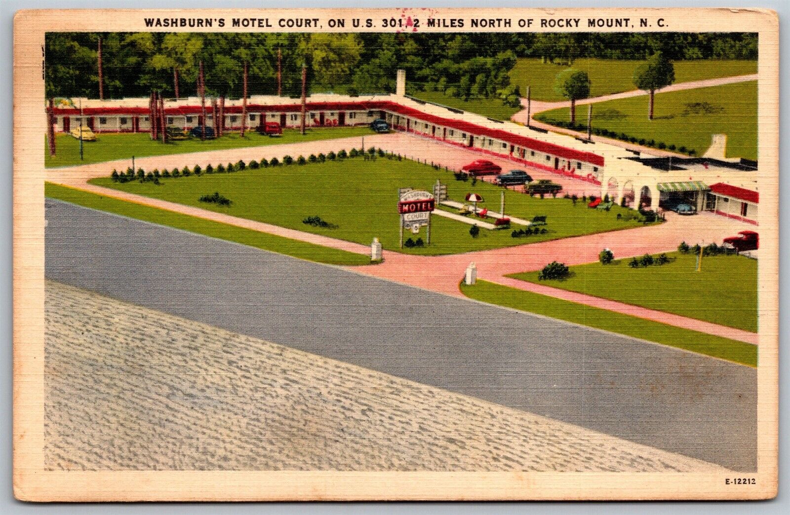 Vtg Rocky Mount North Carolina NC Washburn\'s Motel Court 1950s View Old Postcard