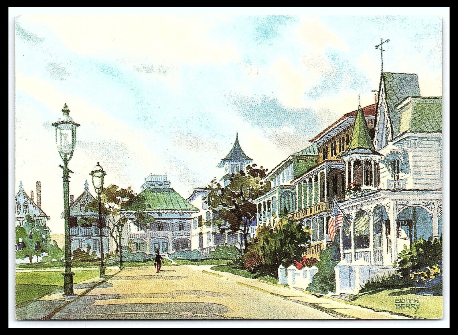 Cape May NJ Congress Place Greetings Continental Postcard Edith Berry    cl15