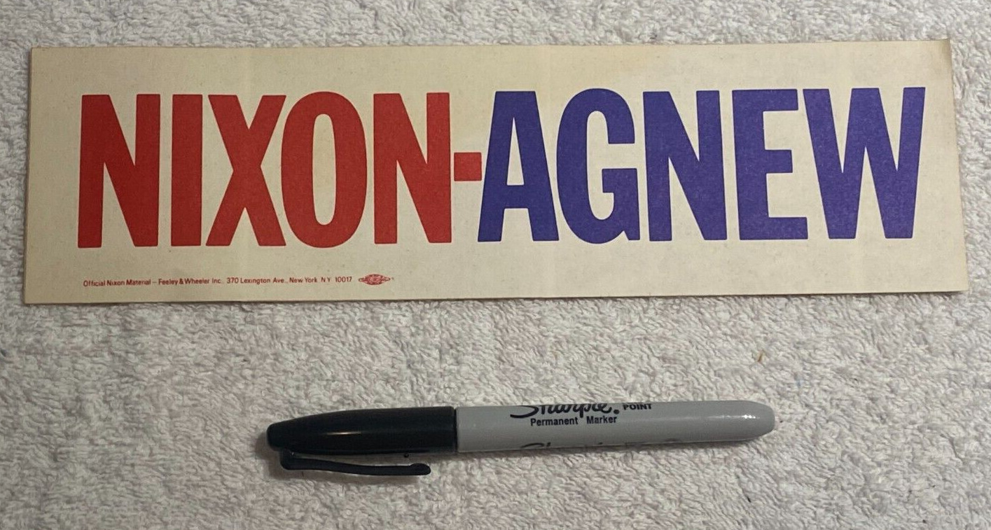 2 Vintage 1968 Nixon - Agnew Bumper Sticker. Perfect condition - You get TWO