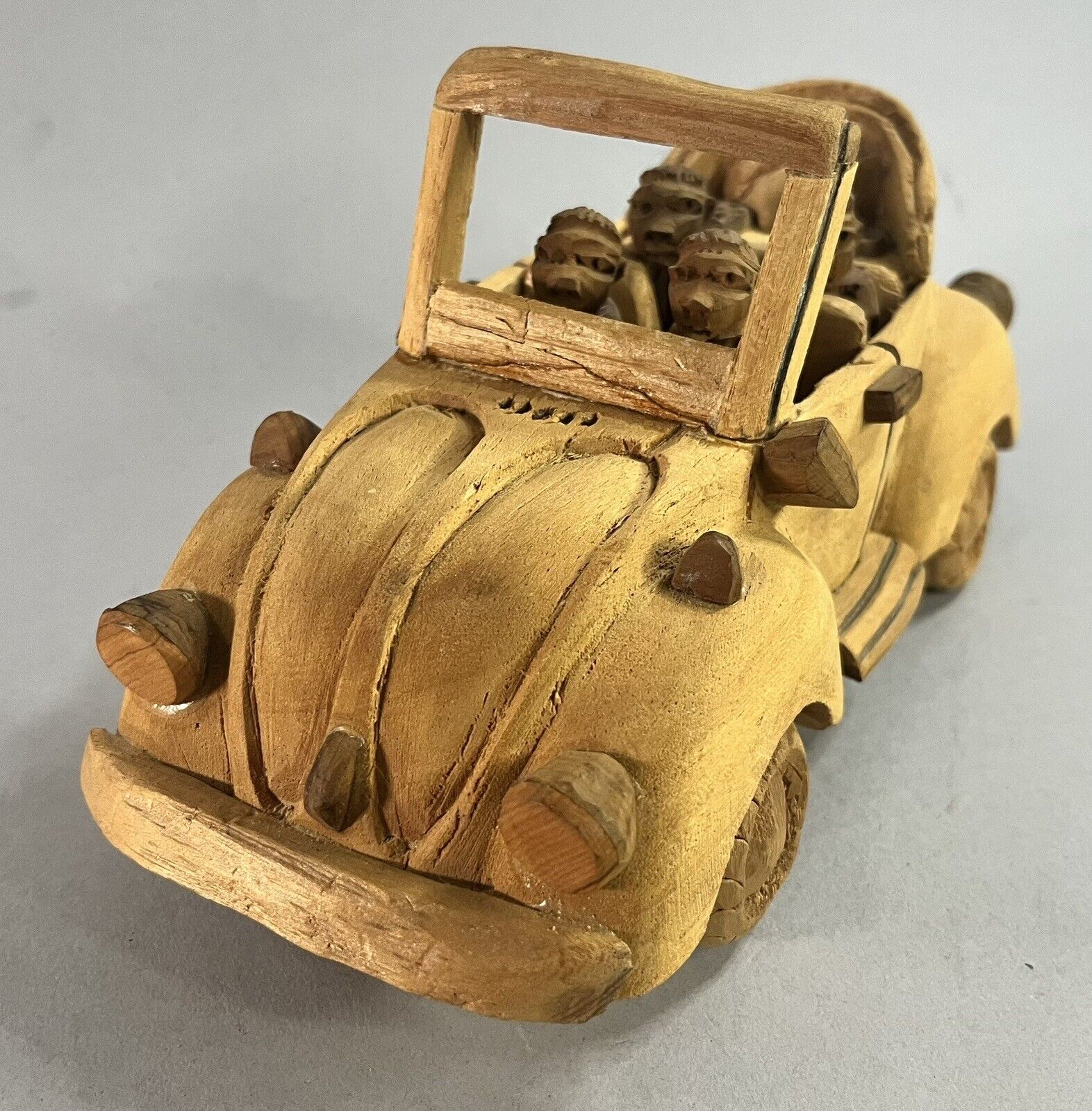 Vintage Ghana African Folkart Carved Wood VW Volkswagen Beetle Cabriolet Conv.