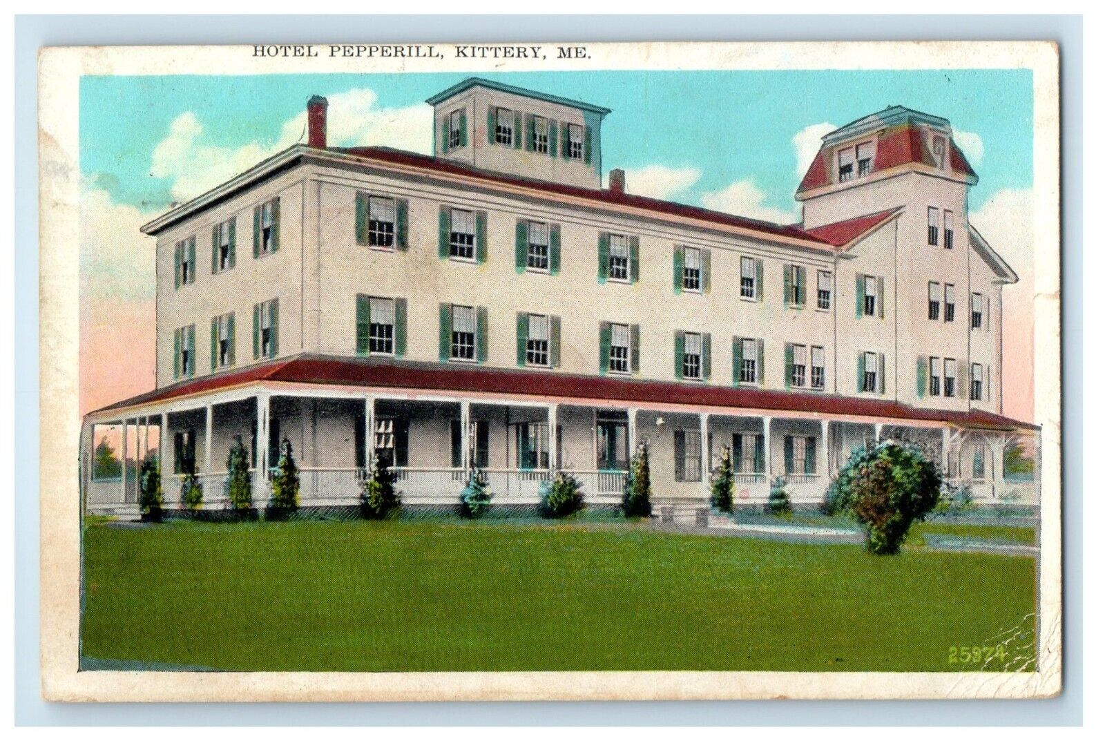 1939 View Of Hotel Pepperill Building Kittery Maine ME Posted Vintage Postcard