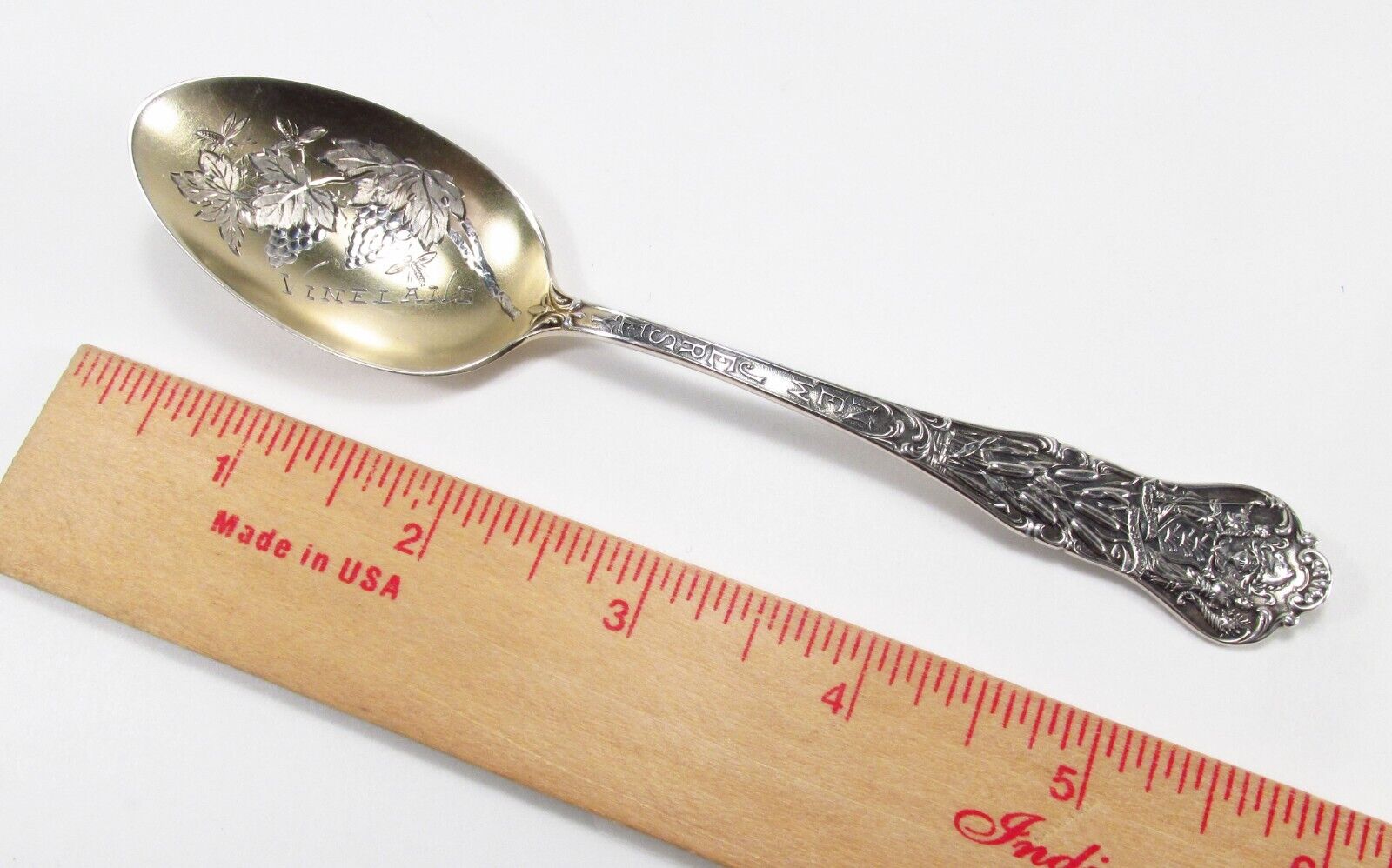 Antique Gorham USA Vineland New Jersey NJ Sterling Silver Etched Souvenir Spoon