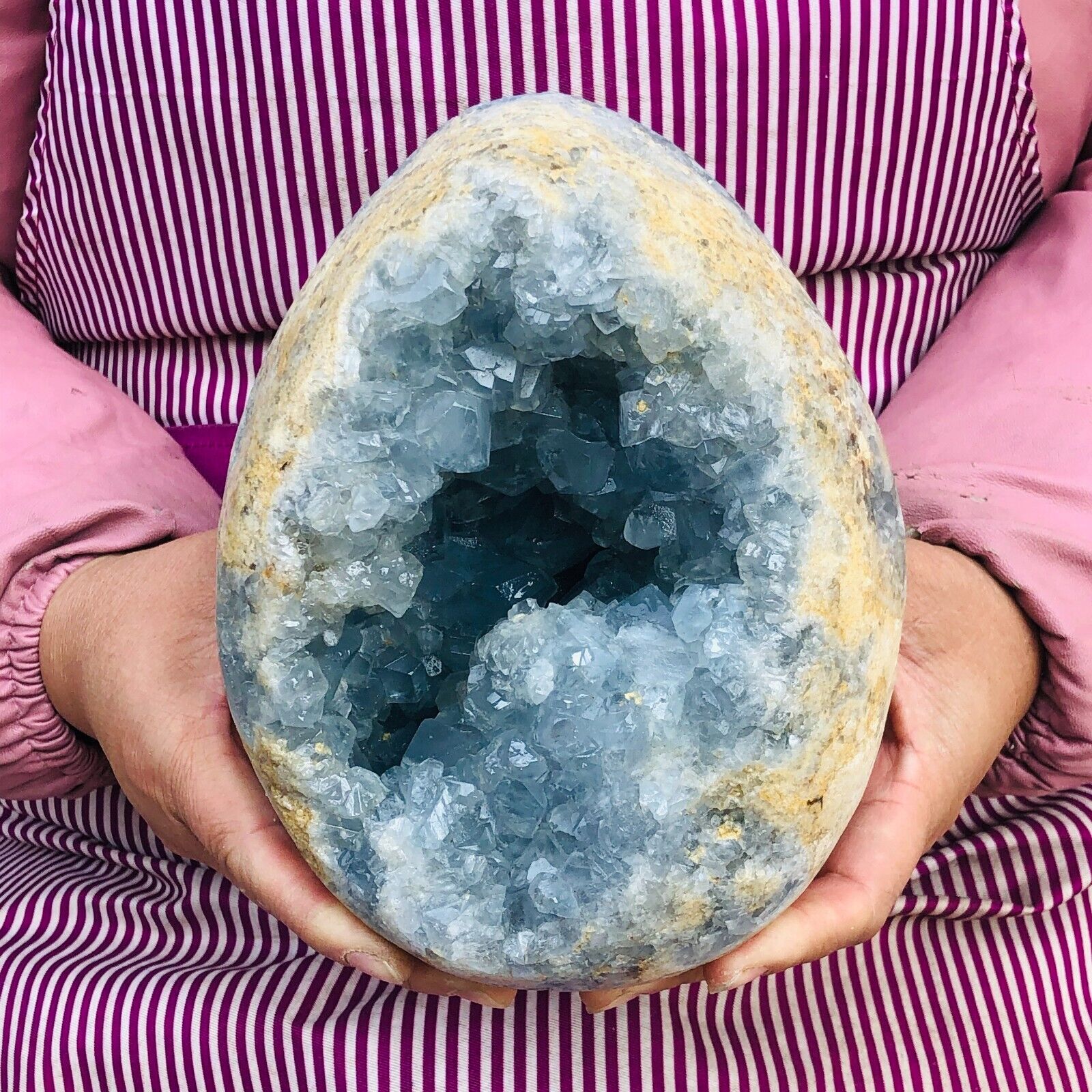 10.84LB Natural Beautiful Blue Celestite Crystal Geode Cave Mineral Specimen