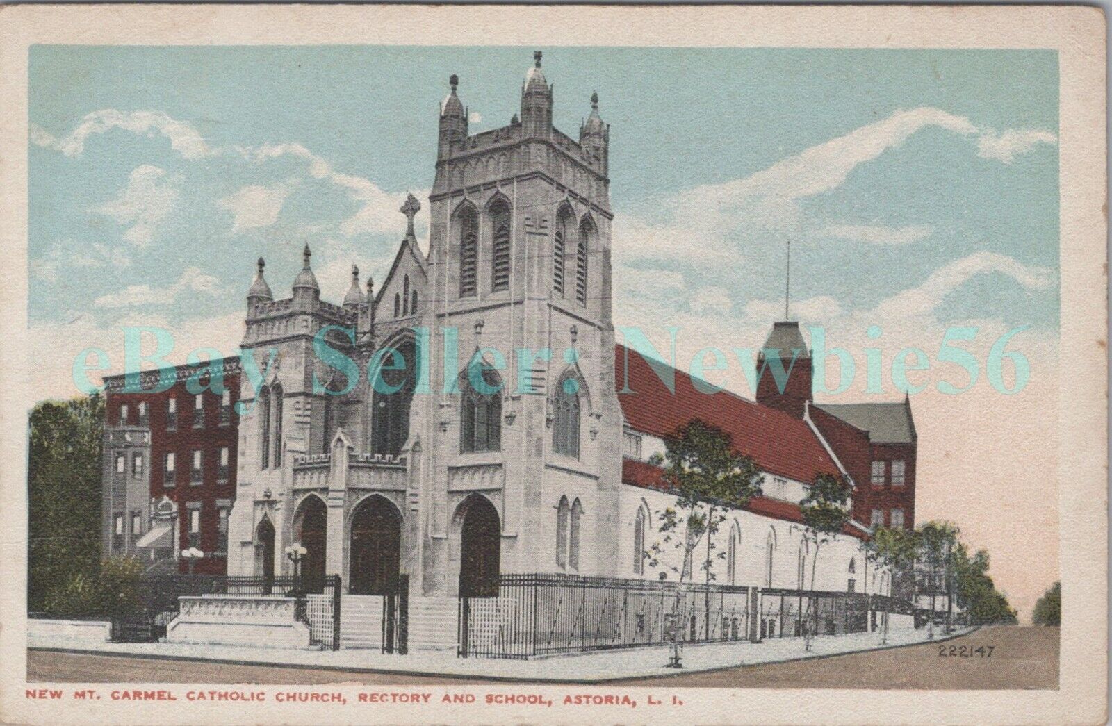 Astoria Queens LI NY - NEW MT CARMEL CATHOLIC HUCRCH & SCHOOL - Postcard