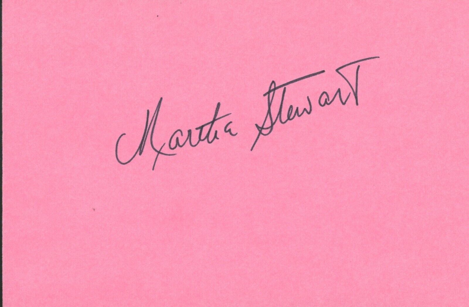 Martha Stewart. Legendary business woman. Signed 4x6 card, 1988.  COA