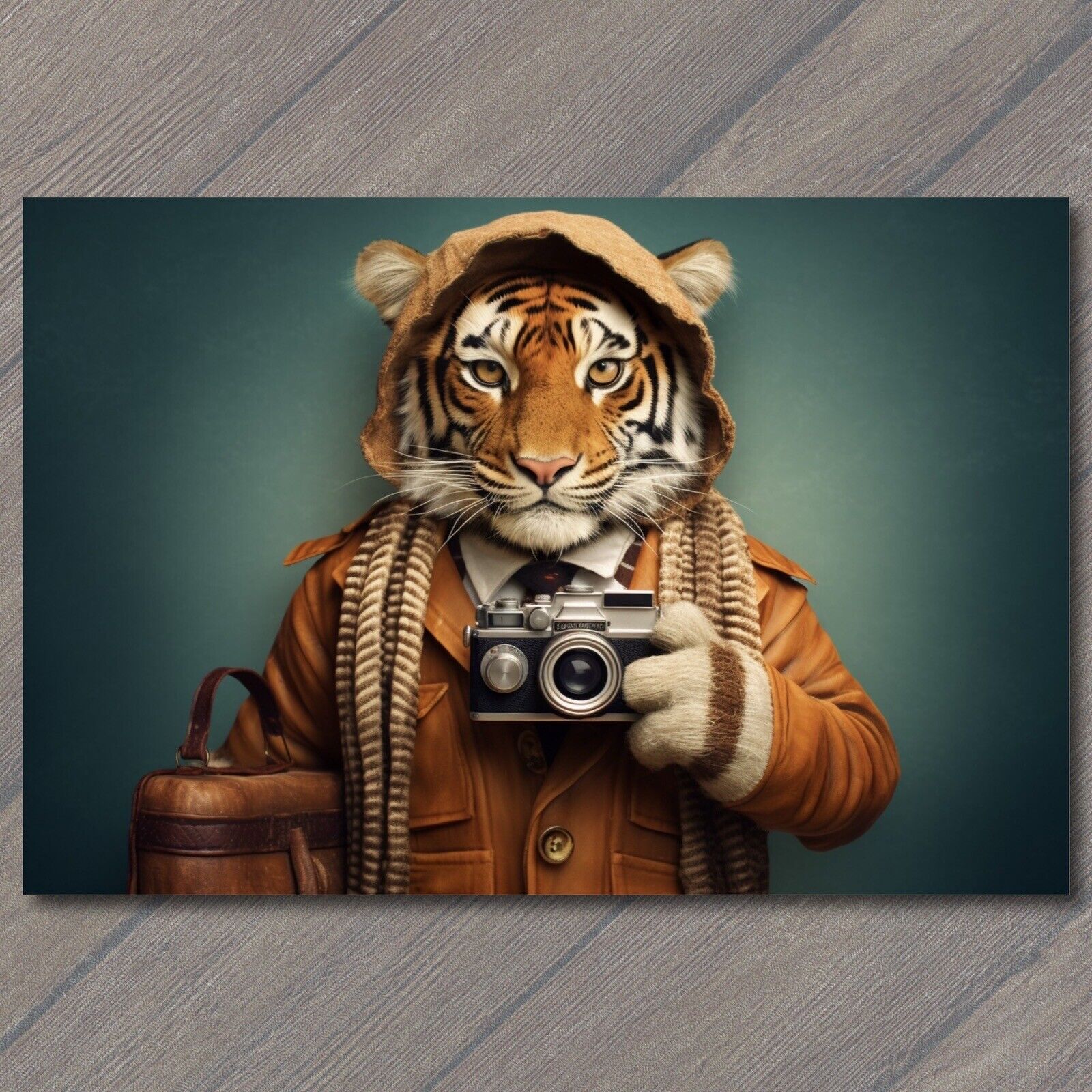POSTCARD Tiger Photographer - A Whimsical Creation 🎩🖼️