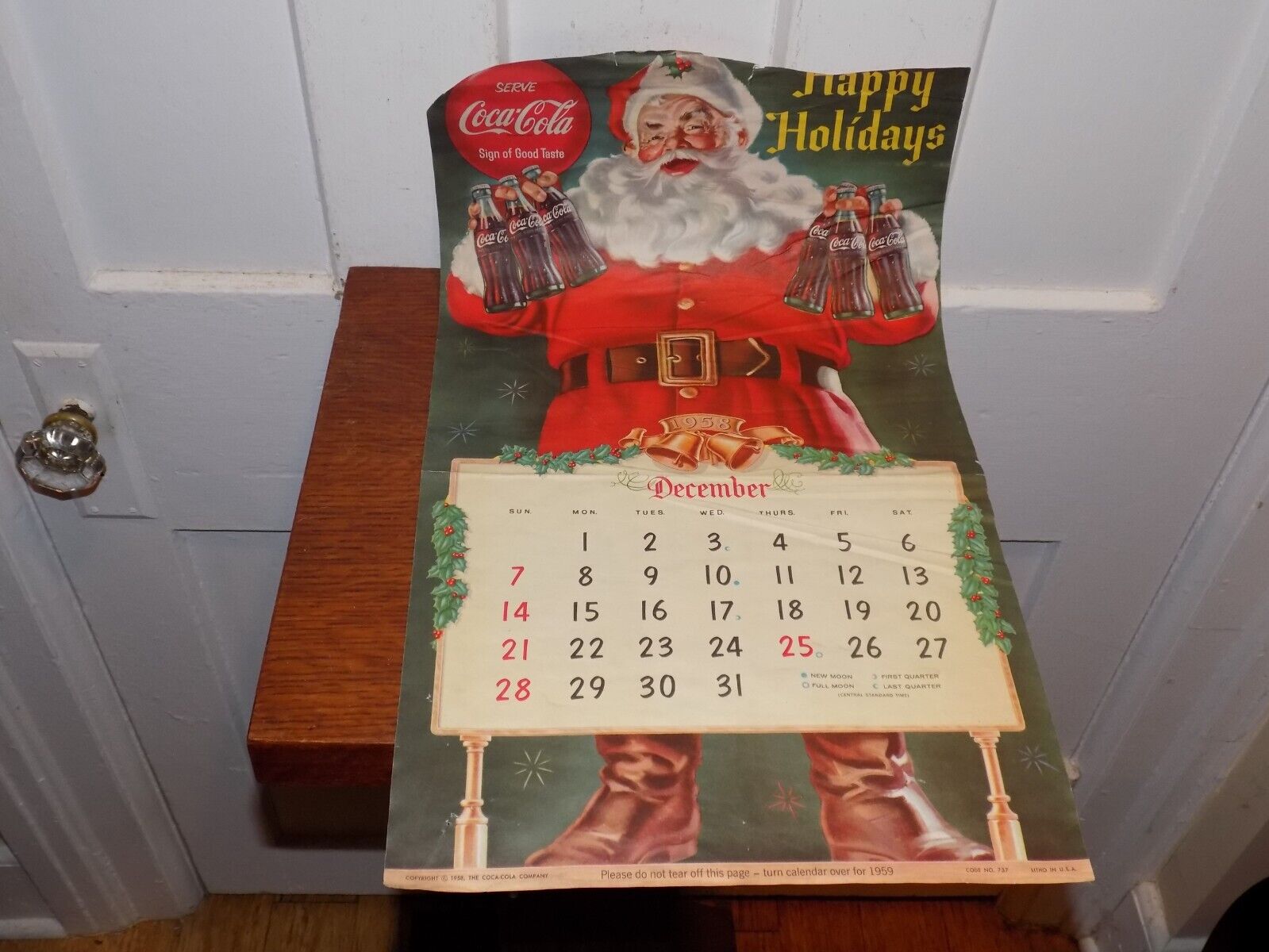 Vintage 1958-1959 Coca Cola Advertising Paper Store Calendar