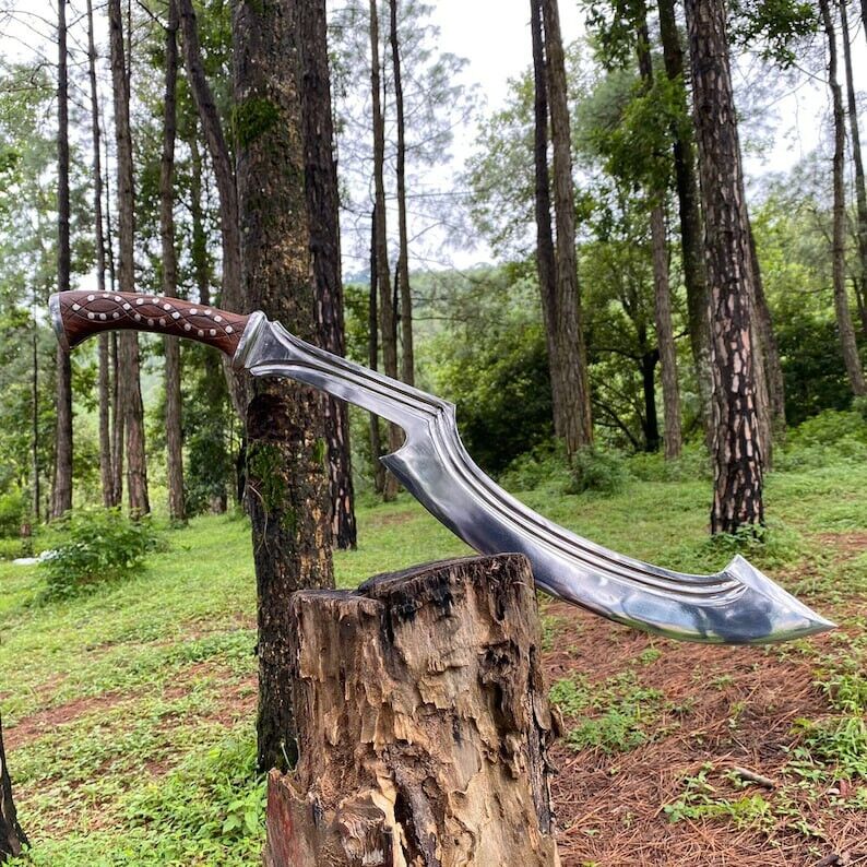 Custom Handmade Carbon Steel Blade Survival Khopesh Sword| Hunting Sword Camping
